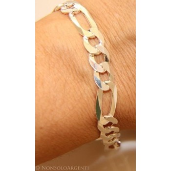 RMB|ARGENTO 925 : Bracciale uomo catena da 8,2 mm figaro 3 + 1 sbiancata