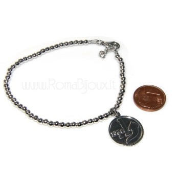 RMB|Bead bracelet man or woman in 925 sterling silver pendant with a 1,954 lira coin