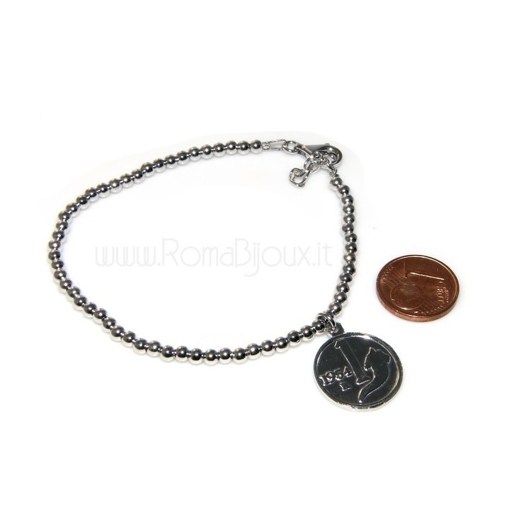 RMB|Bead bracelet man or woman in 925 sterling silver pendant with a 1,954 lira coin