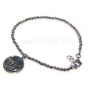RMB|Bead bracelet man or woman in 925 sterling silver pendant with a 1,954 lira coin