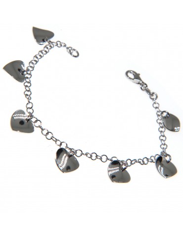 Bracciale argento 925 con ciondoli a cuore ondulati charm pendenti donna