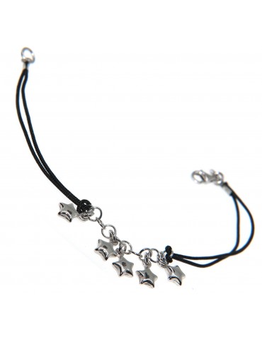 925 silver star bracelet with cord and star charms for women and girls RomaBijoux
