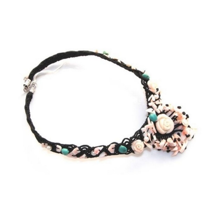 RMB|collana linea Capri sciarpina 3 fili bicolore rosso nero in corallo scoglio verace italiano rosso e perle di agata nera