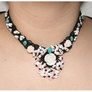 RMB|necklace scarf line Capri 3-wire two-tone red black coral reef true Italian red and black agate beads