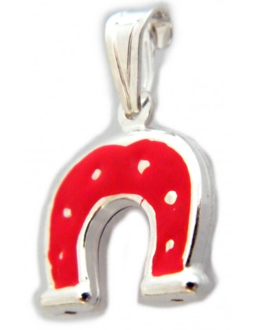 925 silver pendant red horseshoe luck amulet