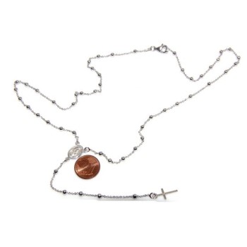 RMB|Rosary necklace man or woman in 925 sterling silver cross rod smooth white gold 56 cm