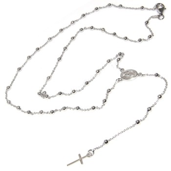 RMB|rosary 925 silver choker necklace madonna cross 56 cm
