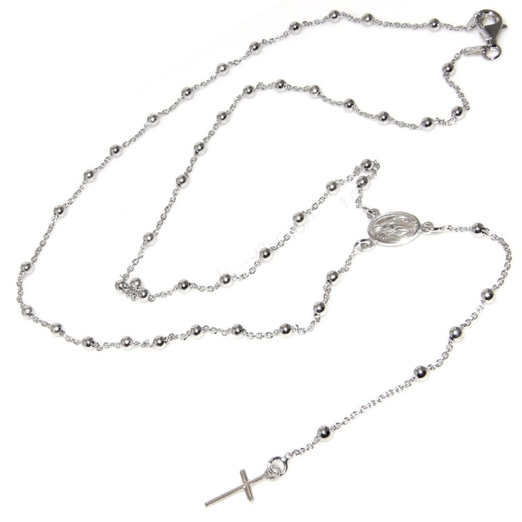 RMB|rosary 925 silver choker necklace madonna cross 56 cm