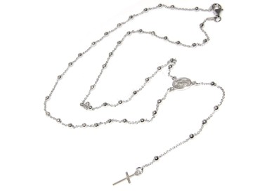 RMB|rosary 925 silver choker necklace madonna cross 56 cm