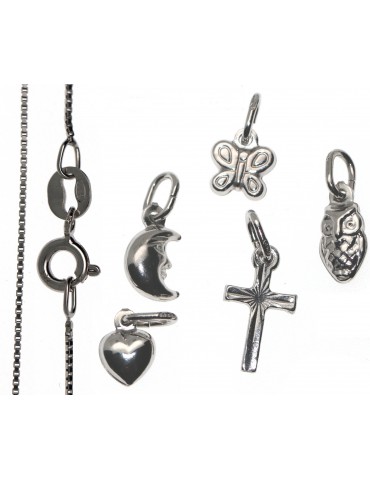 pendant with necklace all 925 silver owl half moon butterfly heart cross children male female