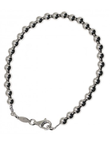 925 silver ball bracelet, large 5mm solid spheres, wrist 17 cm, woman