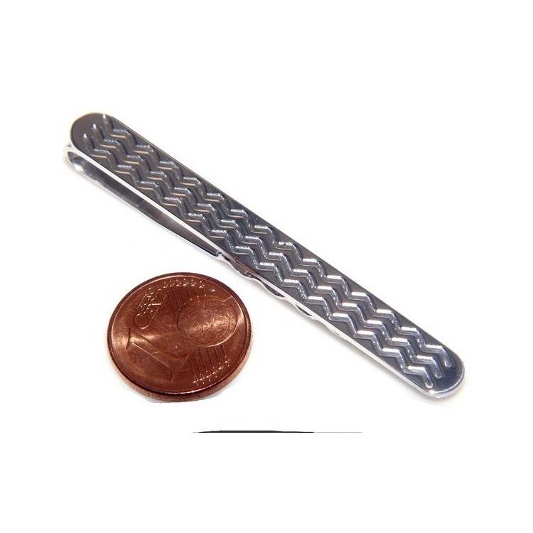 RMB|Portachiavi uomo o donna targa lavorata ovale lucida tutto in Argento 925 Massiccio 16 gr