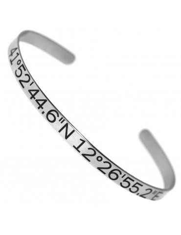 304 steel bracelet, coordinated laser engraving, 5mm rigid open men's bracelet RomaBijoux