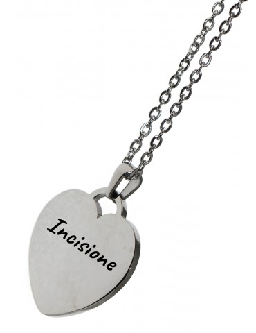 steel heart necklace personalized engraving mm25x25 chain 50 cm women