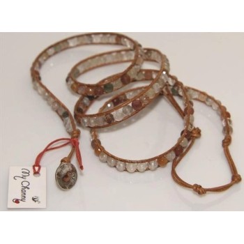 RMB|Argento 925 : Bracciale Uomo Donna HIP HOP semipreziosi Pietre naturali cuoio piu' giri