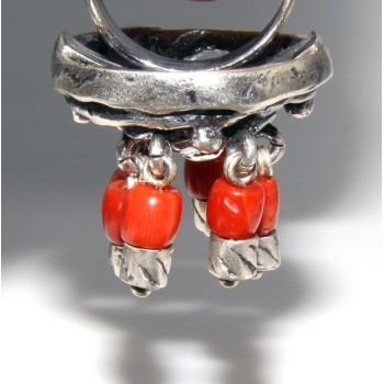 RMB|Argento 925 : Anello donna oblique  regolabile realizzato a mano con Corallo verace (Naturale )