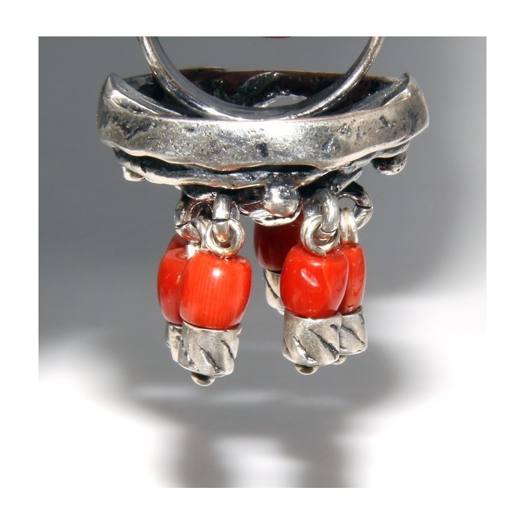 RMB|Argento 925 : Anello donna oblique  regolabile realizzato a mano con Corallo verace (Naturale )