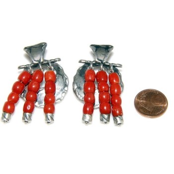 RMB|Argento 925 : Anello donna oblique  regolabile realizzato a mano con Corallo verace (Naturale )