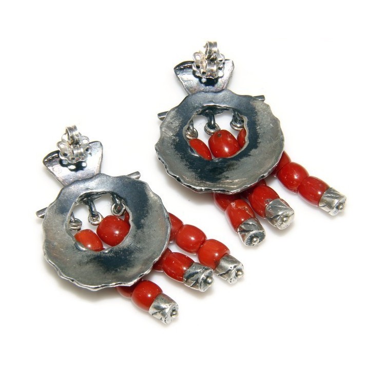 RMB|Argento 925 : Anello donna oblique  regolabile realizzato a mano con Corallo verace (Naturale )