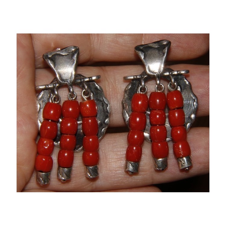 RMB|Argento 925 : Anello donna oblique  regolabile realizzato a mano con Corallo verace (Naturale )