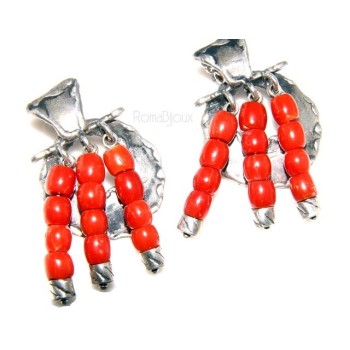 RMB|Argento 925 : Anello donna oblique  regolabile realizzato a mano con Corallo verace (Naturale )