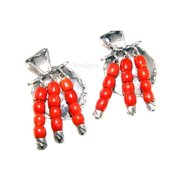 RMB|Argento 925 : Anello donna oblique  regolabile realizzato a mano con Corallo verace (Naturale )