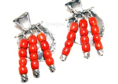 RMB|Argento 925 : Anello donna oblique  regolabile realizzato a mano con Corallo verace (Naturale )