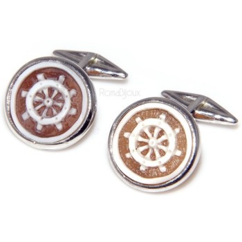 RMB|Mens Cufflinks for electric guitar shirt Silver 925 black enamel handmade