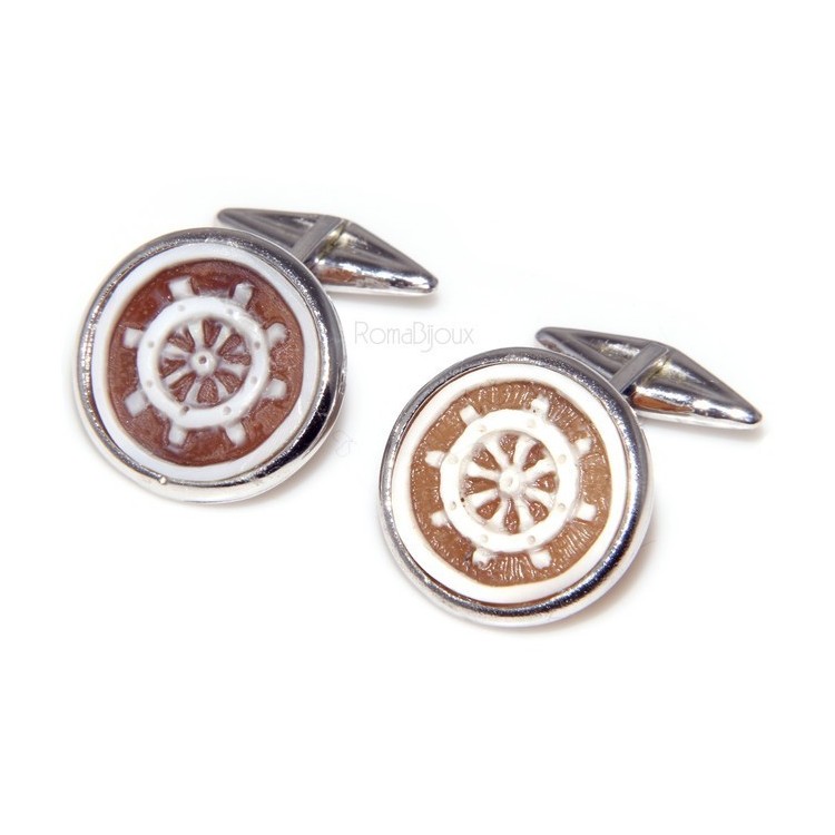 RMB|Mens Cufflinks for electric guitar shirt Silver 925 black enamel handmade