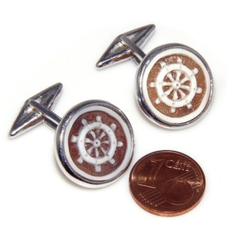 RMB|Mens Cufflinks for electric guitar shirt Silver 925 black enamel handmade