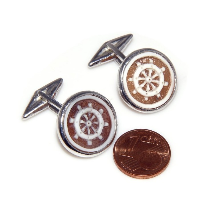 RMB|Mens Cufflinks for electric guitar shirt Silver 925 black enamel handmade