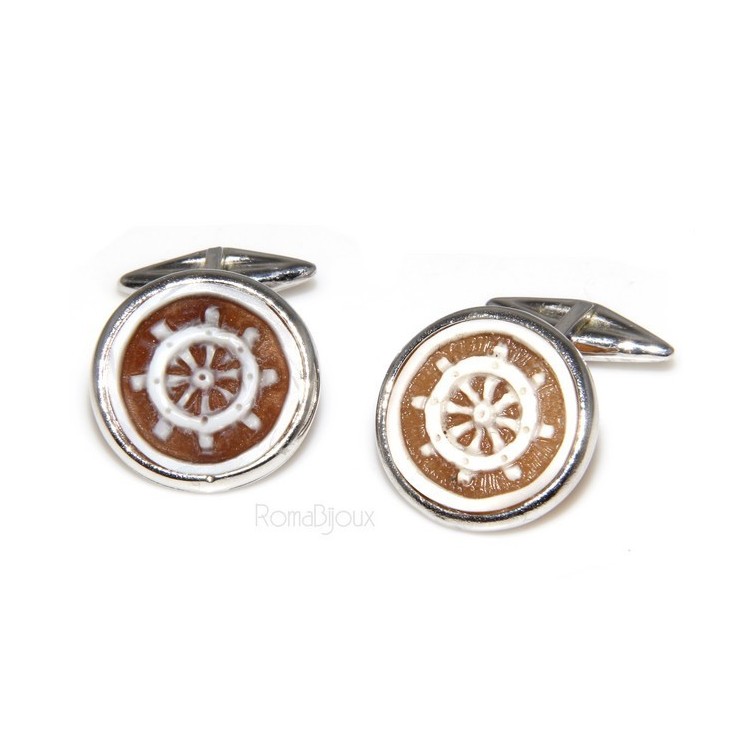 RMB|Mens Cufflinks for electric guitar shirt Silver 925 black enamel handmade