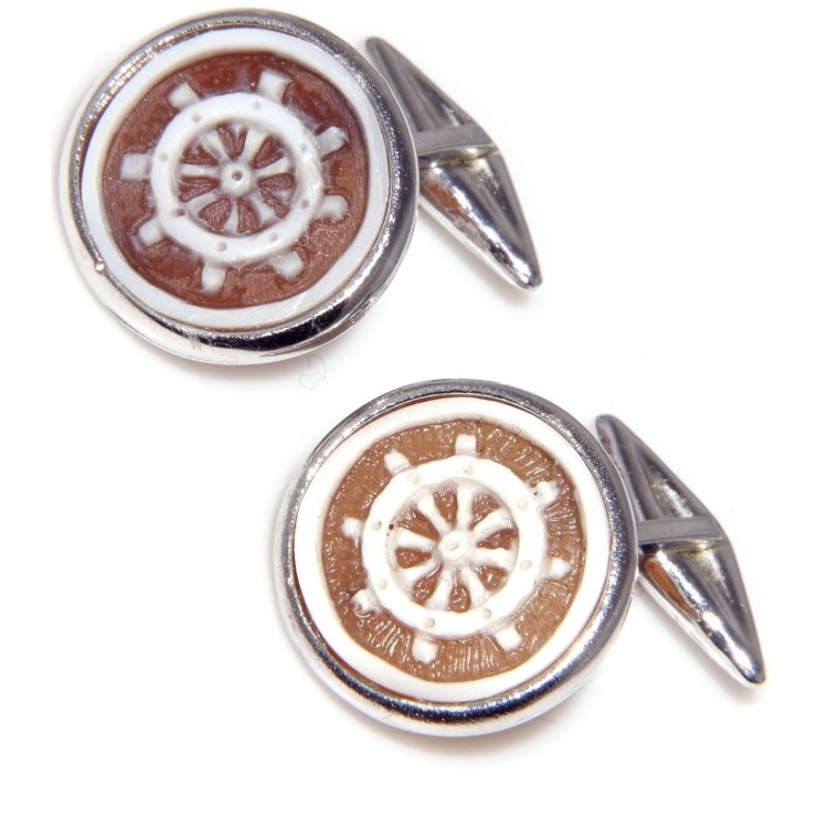 RMB|925: cufflinks men with sardonic cameo helm round