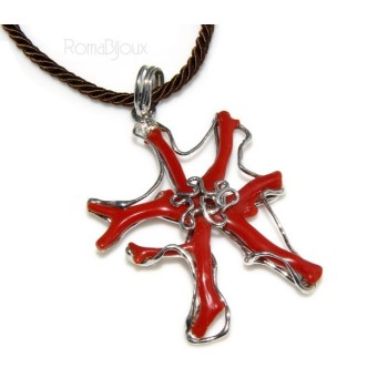 RMB|925: woman adjustable ring handmade with natural red coral star