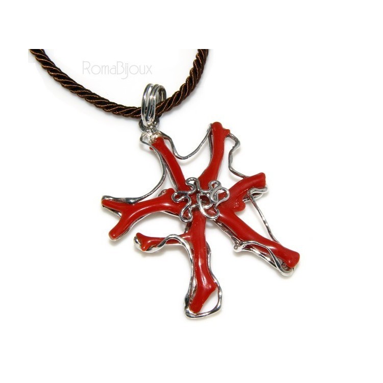 RMB|Argento 925 : Anello donna regolabile realizzato a mano con stella di corallo rosso naturale