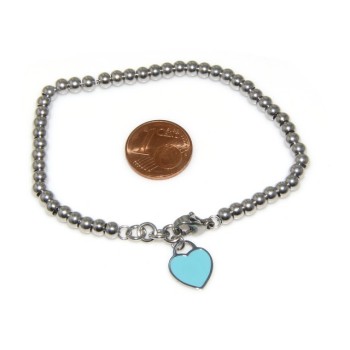 RMB|Steel plated bracelet woman hypoallergenic balls with enamel heart 17