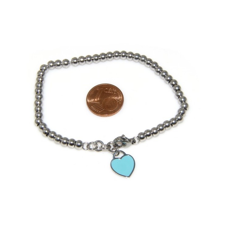 RMB|Steel plated bracelet woman hypoallergenic balls with enamel heart 17