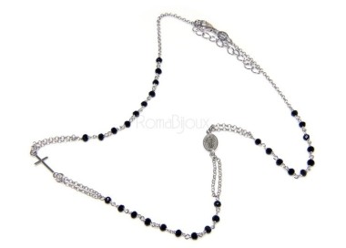 RMB|chocker necklace 925 silver rosary dark black crystal 45 + 5