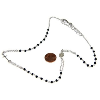 RMB|chocker necklace 925 silver rosary dark black crystal 45 + 5 NALBORI