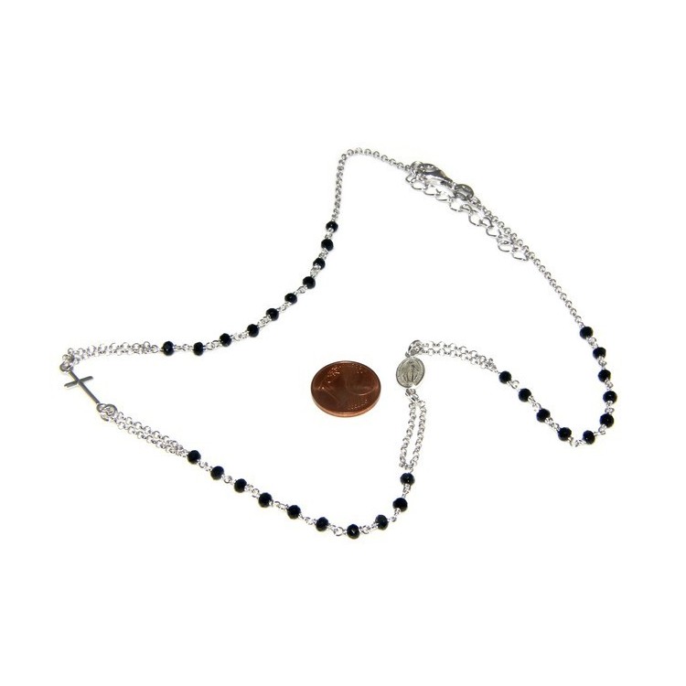 RMB|chocker necklace 925 silver rosary dark black crystal 45 + 5 NALBORI