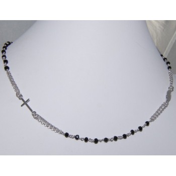RMB|chocker necklace 925 silver rosary dark black crystal 45 + 5 NALBORI