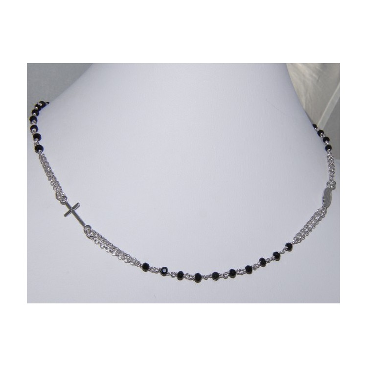 RMB|chocker necklace 925 silver rosary dark black crystal 45 + 5 NALBORI