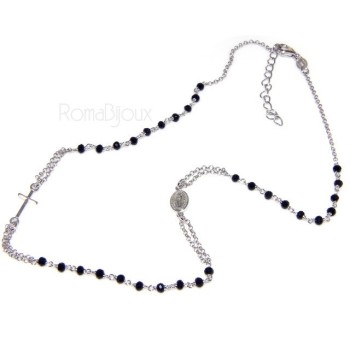 RMB|chocker necklace 925 silver rosary dark black crystal 45 + 5 NALBORI