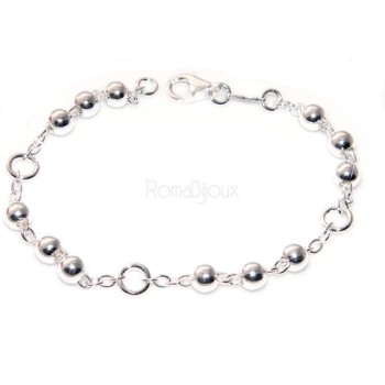 RMB|Bracciale rosario uomo o donna in Argento 925 croce liscia rod Oro bianco palline 4 mm mis 17