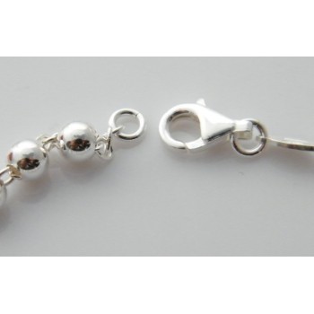 RMB|Bracciale rosario uomo o donna in Argento 925 croce liscia rod Oro bianco palline 4 mm mis 17