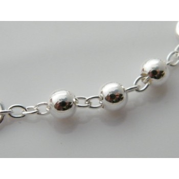 RMB|Bracciale rosario uomo o donna in Argento 925 croce liscia rod Oro bianco palline 4 mm mis 17