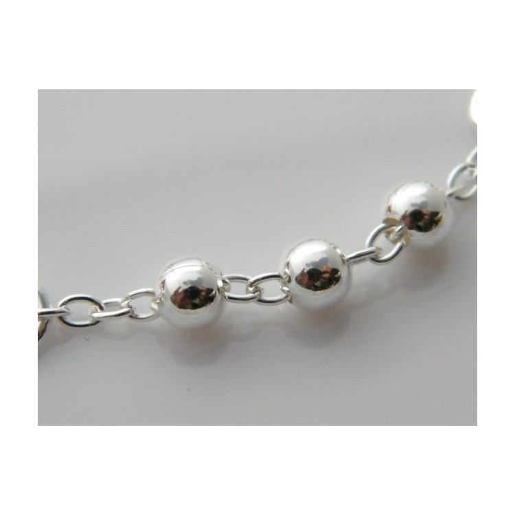 RMB|Bracciale rosario uomo o donna in Argento 925 croce liscia rod Oro bianco palline 4 mm mis 17