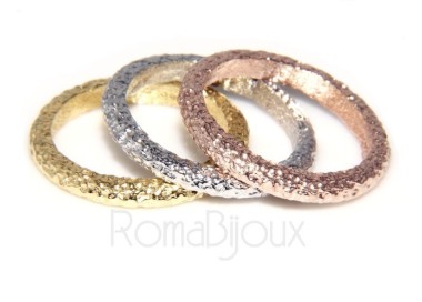 RMB|Argento 925 Italiano : anello fusione 3 colori (oro bianco giallo rosa) diamantato mis 16 o 14