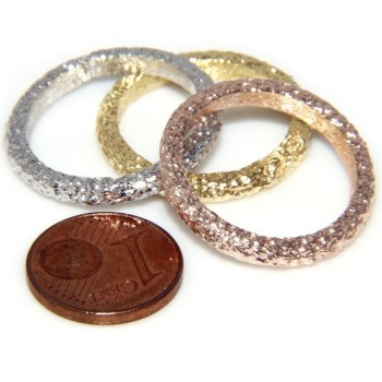 RMB|Argento 925 Italiano : anello fusione 3 colori (oro bianco giallo rosa) diamantato mis 16 o 14