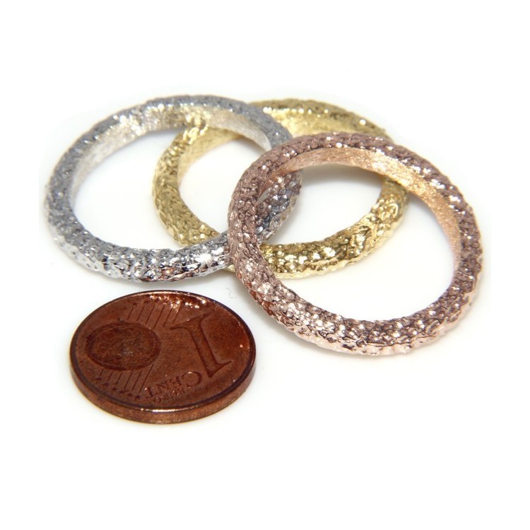 RMB|Argento 925 Italiano : anello fusione 3 colori (oro bianco giallo rosa) diamantato mis 16 o 14